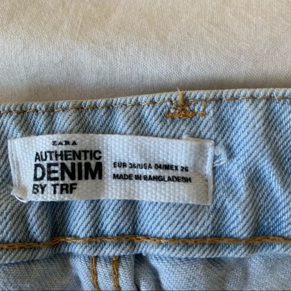 Zara Denim High Waisted Yellow Striped Jeans Shorts Sz 4 - Picture 5 of 6